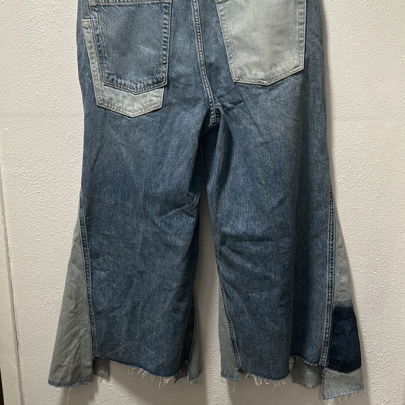We The Free Ripple Wide-Leg Pieced Cropped Jeans Size 28 Color Blue - Picture 14 of 16